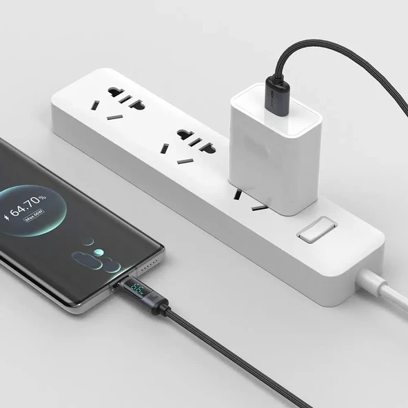 Joyroom 66W USB'den Type-C Dijital Ekranlı Şarj Göstergeli Şarj Kablosu 1.2MT - 3
