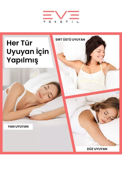 2 Adet Silikon Elyaf Nonwoven Yıkanabilir Antialerjik Vakumlu Yastık Seti 50x70cm 600 gr - 3