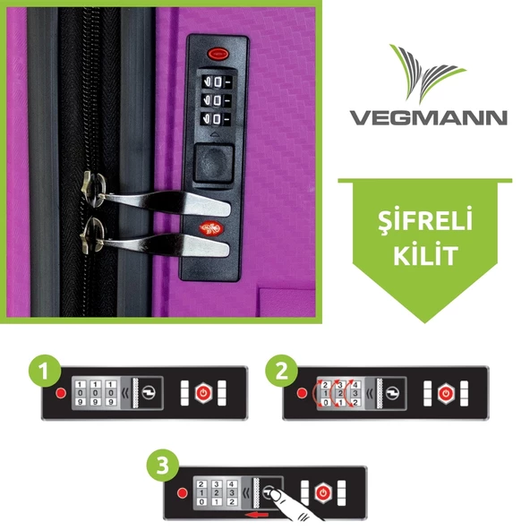 Vegmann Polipropilen (PP) Atlas Violet Orta Boy Valiz - 5