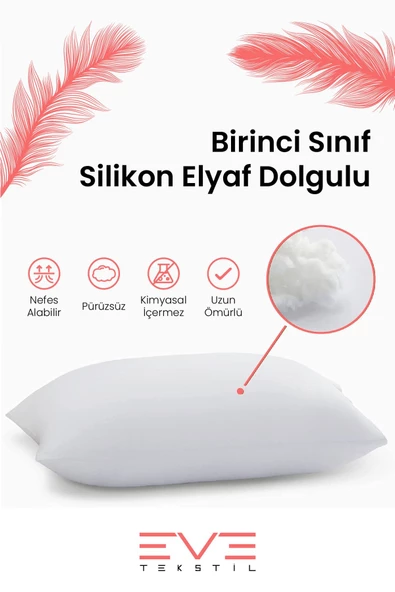 2 Adet Silikon Elyaf Nonwoven Yıkanabilir Antialerjik Vakumlu Yastık Seti 50x70cm 600 gr - 2