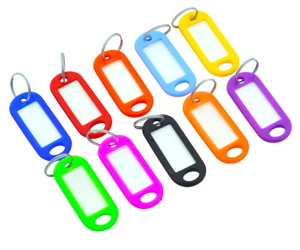 Plastik İsim Yazılabilen Karışık Renk 10 adet Anahtarlık (5.5cmx2cm) - 2