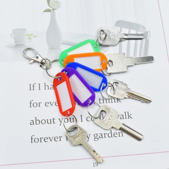 Plastik İsim Yazılabilen Karışık Renk 15 adet Anahtarlık (5.5cmx2cm) - 3