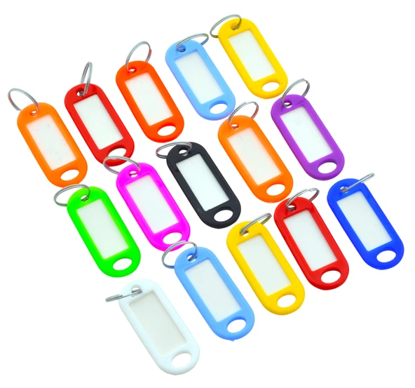 Plastik İsim Yazılabilen Karışık Renk 15 adet Anahtarlık (5.5cmx2cm) - 2