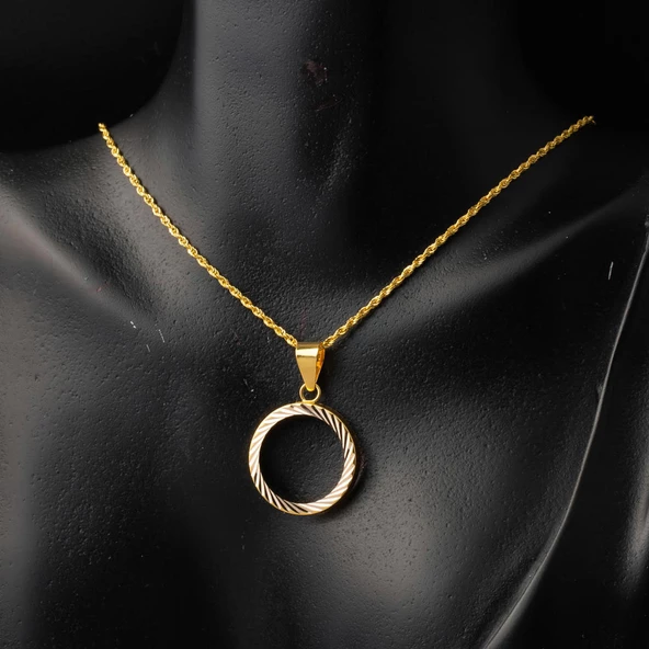 Yarım Altın Takılabilen 14 Ayar Zincirli Kolye - Resim 4