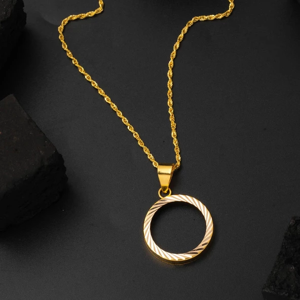 Yarım Altın Takılabilen 14 Ayar Zincirli Kolye - Resim 2