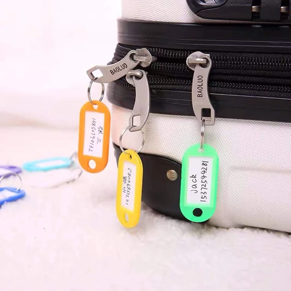 Plastik İsim Yazılabilen Karışık Renk 15 adet Anahtarlık (5.5cmx2cm) - 4