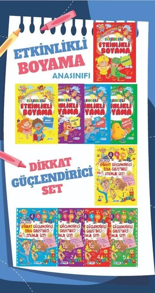 5 - 6 Yaş Anasınıfı Eğlenceli Yarıyıl Tatil Kitabı Seti - Dikkat Geliştirici 10 Kitap - 80 Sayfa