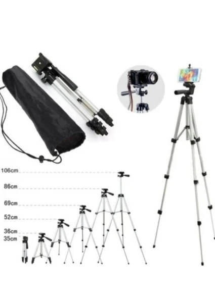 Bluetooth Tripot Profesyonel Fotoğraf Video Çekimi Kumandalı 106 Cm Tripod Telefon Tutucu - 4