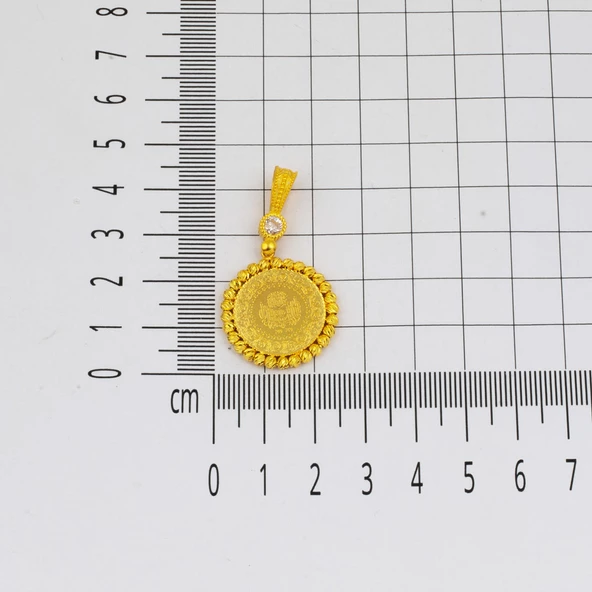Çeyrek Altınlı 14 Ayar Zincirli Kolye - Resim 3