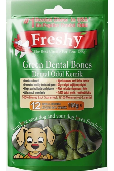 Freshy Dental Yeşil Kemik Köpek Ödülü 12li Paket