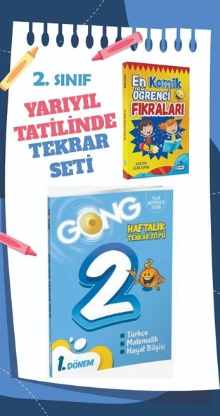 2.Sınıf Yarıyıl Tatil Seti Eğlenceli ve Eğitici 2 Kitap : Soru Bankası ve Fıkralar