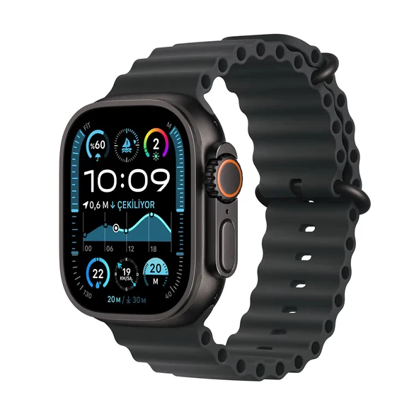 Apple Watch Ultra 2 GPS + Cellular 49mm Siyah Titanyum Kasa ve Siyah-Ocean Kordon Akıllı Saat MX4P3TU/A - TEŞHİR