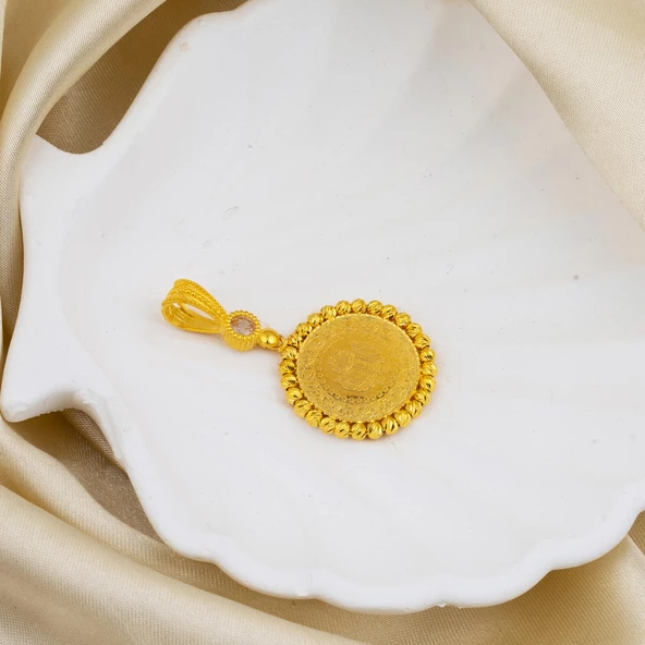 Çeyrek Altınlı 14 Ayar Zincirli Kolye - Resim 5