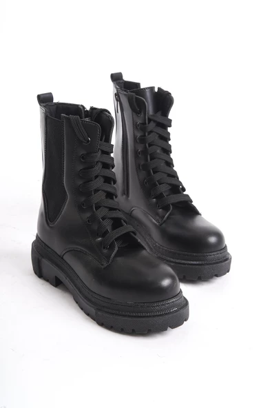 Kadın Günlük Postal Bot Rahat Kalıp Yüksek Taban Fermuarlı Bağcıklı Kadın Bot - Resim 8