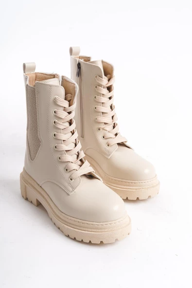 Kadın Günlük Postal Bot Rahat Kalıp Yüksek Taban Fermuarlı Bağcıklı Kadın Bot - Resim 4