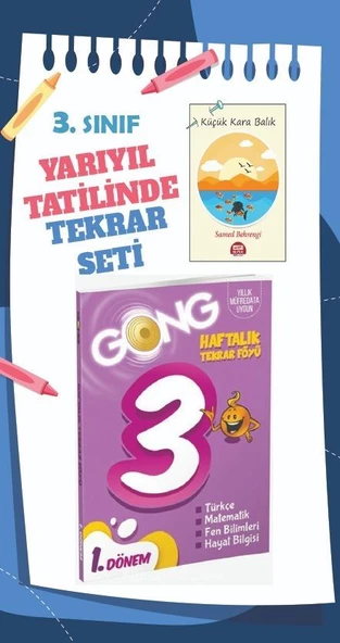 3.Sınıf Yarıyıl Tatil Seti Eğlenceli ve Eğitici 2 Kitap : Soru Bankası ve Küçük Kara Balık