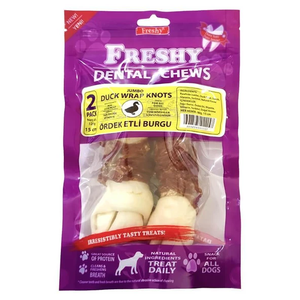 Freshy Ördek Eti Kaplı Burgu Kemik - 15 cm 2'li paket