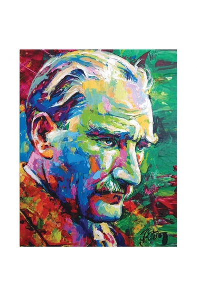 Canvas Renkli Atatürk Sayılarla Boyama Seti  Kasnaklı 40 x 50 cm