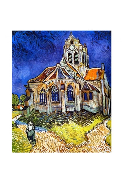 Canvas Van Gogh Auvers'deki Kilise Sayılarla Boyama Seti Rulo