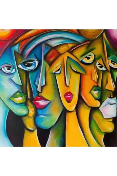 Canvas Meşhur İnsanlar Sayılarla Boyama Seti  Kasnaklı 90 x 110 cm ürün görseli 1