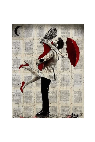 Canvas Romantik Şemsiye Anısı 1 Sayılarla Boyama Seti Rulo - 1