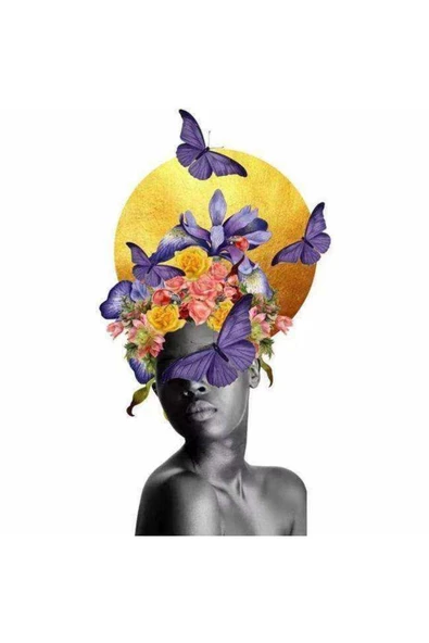 Canvas Çiçek Kadın 30 Sayılarla Boyama Seti Kasnaklı 40 X 50 Cm - Resim 2