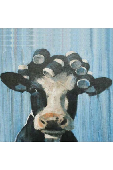 Canvas Bigudili İnek Sayılarla Boyama Seti  Kasnaklı 60 x 75 cm ürün görseli 1