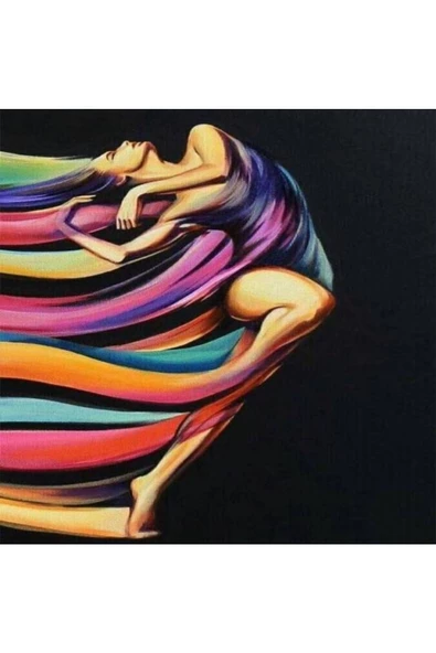 Canvas Renk Kuşağındaki Kadın Sayılarla Boyama Seti Kasnaklı 90 X 110 Cm ürün görseli 1