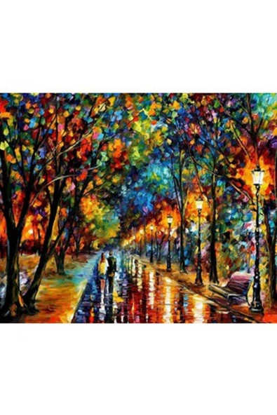 Canvas Renkli Yağmur Sayılarla Boyama Seti  Kasnaklı 50 x 65 cm ürün görseli 1