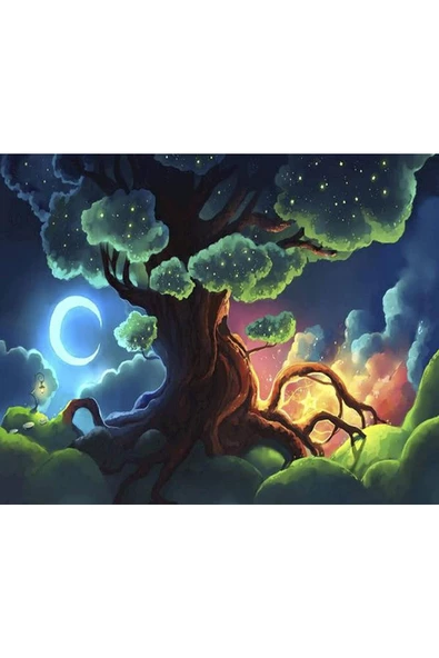 Canvas Ağaçtaki Enerji Sayılarla Boyama Seti Kasnaklı 100 x 140 cm ürün görseli 1