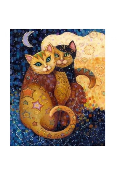 Canvas Gece ve Gündüz Kedilerin Aşkı Rulo ürün görseli 1