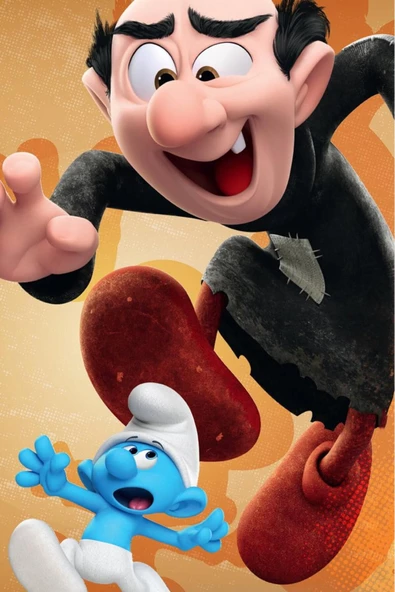 Canvas Şirinler Ve Gargamel Sayılarla Boyama Seti Kasnaklı 40 x 50 cm ürün görseli 1