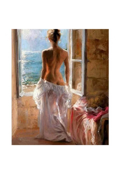 Canvas Kadın ve Manzara Sayılarla Boyama Seti  Kasnaklı 100 x 140 cm ürün görseli 1