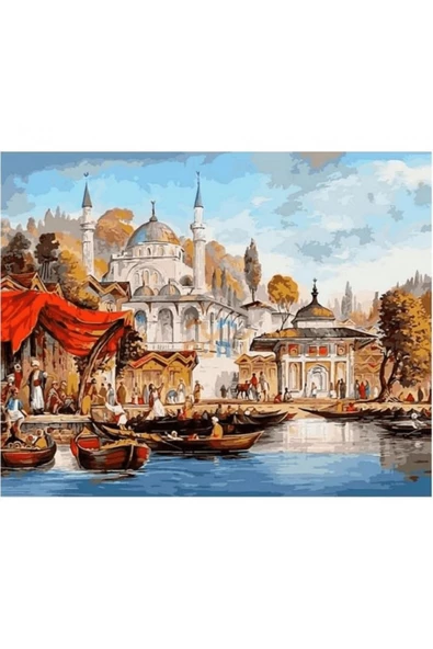 Canvas Bir Zamanlar İstanbul Sayılarla Boyama Seti  Kasnaklı 70 x 90 cm ürün görseli 1