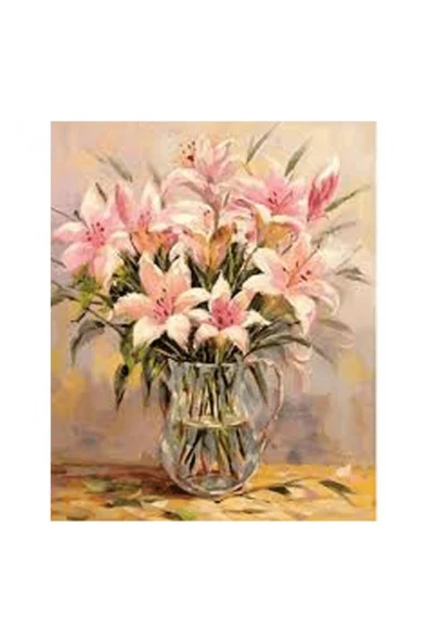 Canvas Vazodaki Zambaklar Sayılarla Boyama Seti Rulo ürün görseli 1