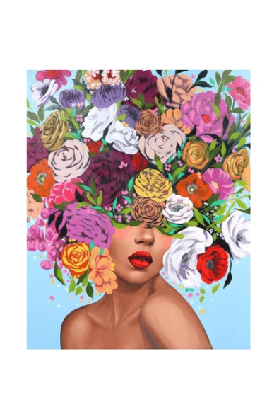 Canvas Çiçek Kadın 36 Sayılarla Boyama Seti Kasnaklı 40 X 50 Cm ürün görseli 1