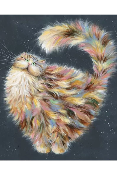 Canvas Şaşkın Kedi Sayılarla Boyama Seti Kasnaklı 90 X 110 Cm - 1