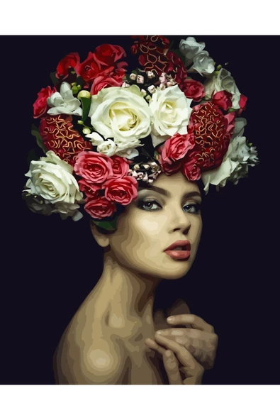 Canvas Kadının Çiçek Duruşu 3 Sayılarla Boyama SetiRulo ürün görseli 1