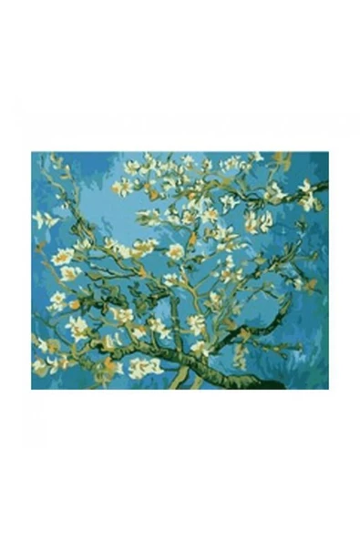 Canvas Van Gogh Badem Ağacı Sayılarla Boyama Seti  Kasnaklı 60 x 75 cm