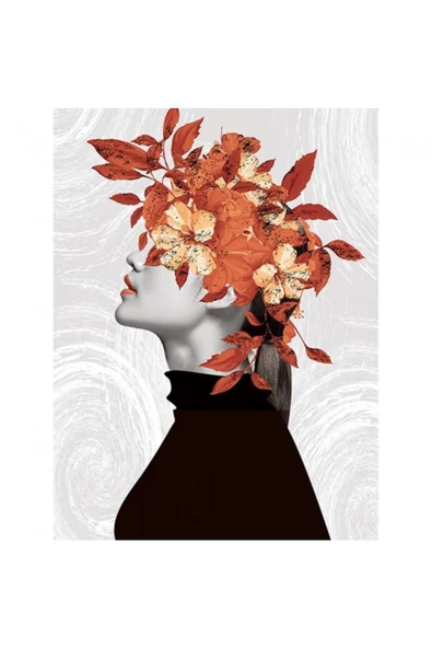 Canvas Çiçek Kadın 9 Renkli Sayılarla Boyama Seti  Kasnaklı 40 x 50 cm ürün görseli 1