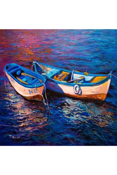 Canvas 2 Kayık Sayılarla Boyama Seti   Kasnaklı 100 x 140 cm - 1