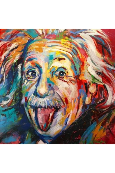 Canvas Albert Einstein Sayılarla Boyama Seti  Kasnaklı 70 x 90 cm - 1
