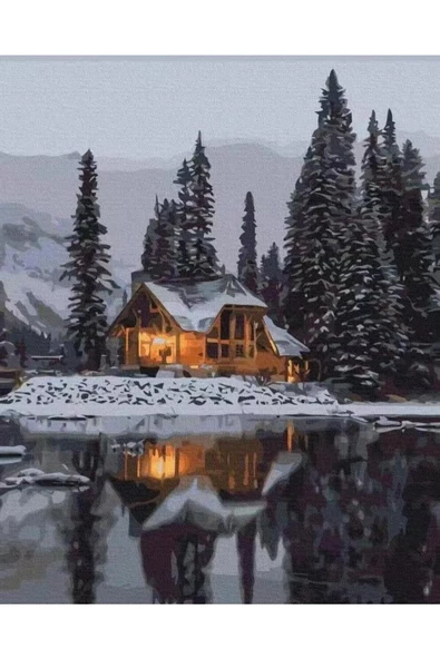 Canvas Çamların Altındaki Kışlık Sayılarla Boyama SetiRulo ürün görseli 1