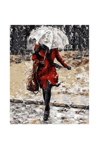 Beyaz Şemsiye Sayılarla Boyama Seti ürün görseli