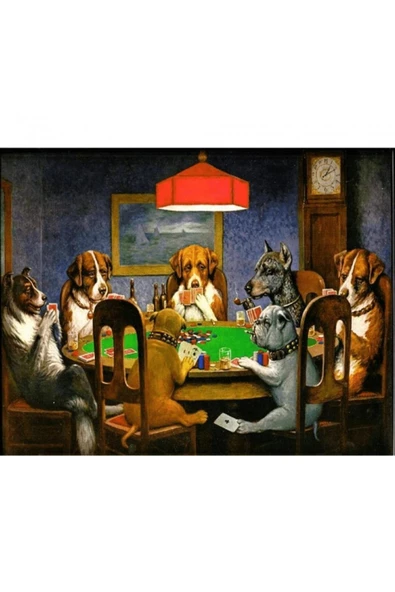 Canvas Dog Poker Sayılarla Boyama Seti  Kasnaklı 70 x 90 cm ürün görseli 1