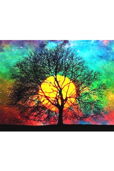 Canvas Dingin Ağaç Sayılarla Boyama Seti  Kasnaklı 50 x 65 cm