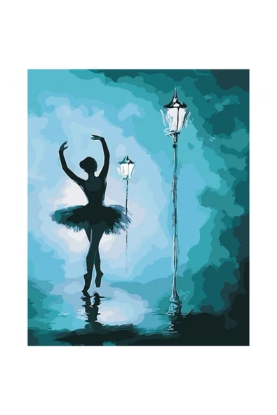 Canvas Mavi Işık ve Balerin Sayılarla Boyama Seti  Kasnaklı 70 x 90 cm ürün görseli 1