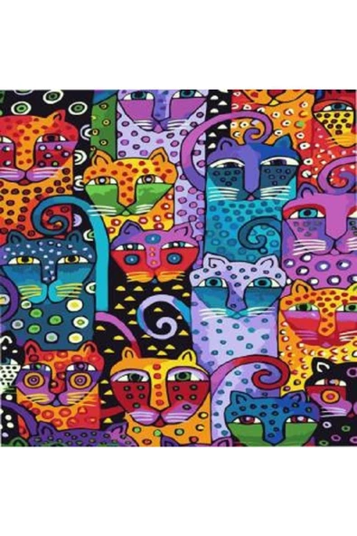 Canvas Kedi Duvarı Sayılarla Boyama Seti   Kasnaklı 50 x 65 cm ürün görseli 1