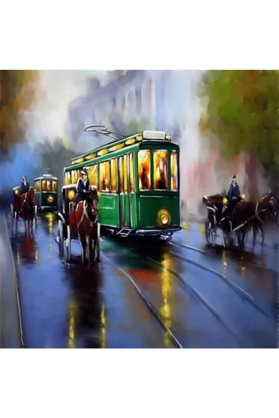 Canvas Yeşil Tramway Sayılarla Boyama Seti  Rulo ürün görseli 1