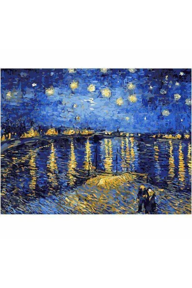 Canvas Ren Nehrinde Yıldızlı Geceler Sayılarla Boyama Seti Rulo 50 X 65 Cm - 1